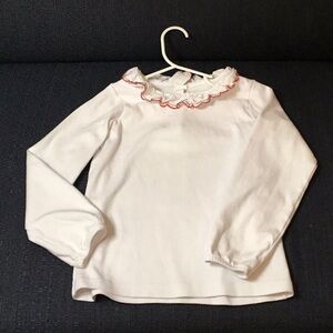 Little English White Long Sleeve Blouse with Ruffled Collar